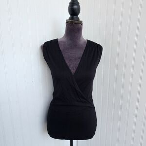 White House Black Market Knit Sleeveless V-Neck Wrap Top Women's Rayon Nylon S